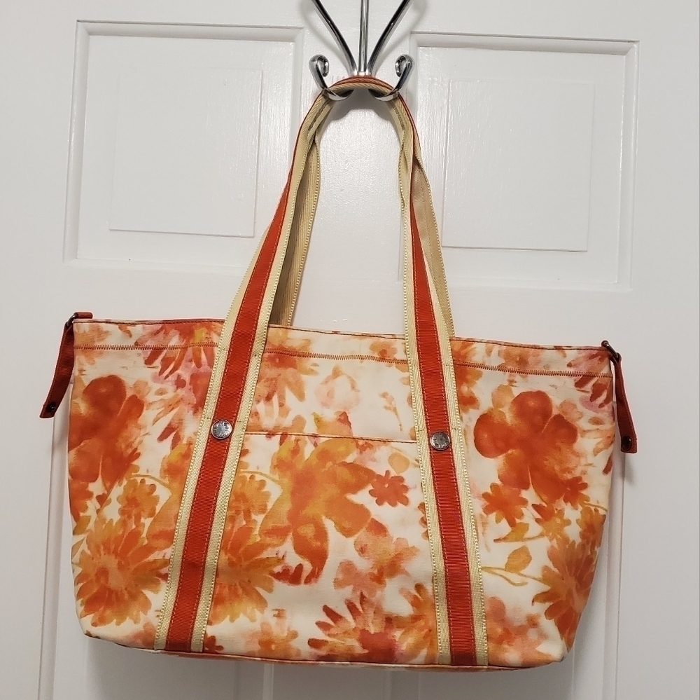 J.Jill Orange Floral Print Beach, Gym, Poolside Tote, Versatile